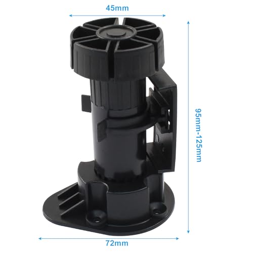 Jiozermi 12 Pack Black Plastic Cabinet Legs, Adjustable 95mm-125mm - size: 95mm-125mm(12pcs)