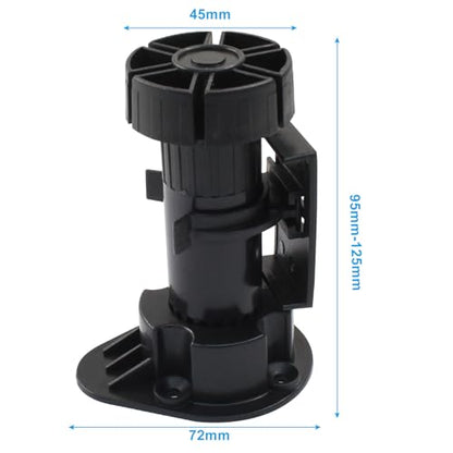 Jiozermi 12 Pack Black Plastic Cabinet Legs, Adjustable 95mm-125mm - size: 95mm-125mm(12pcs)