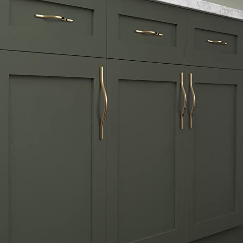 Goo-Ki Low Profile Brushed Brass Cabinet Pulls, Double Hole Centers (6.3''/7.6'') Zinc Alloy Handle for Drawer Cupboard Wardrobe,6 Packed - color: Brushed Brass, size: 6.3''/7.6'' Hole Centers