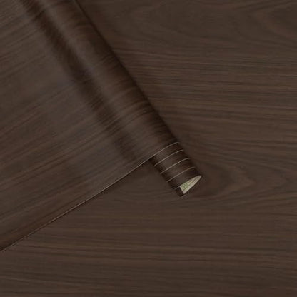 Extra Wide Wood Contact Paper Walnut Vinyl Wrap Dark Wood Grain Wallpaper - color: Brown, size: 48"W x 197"L