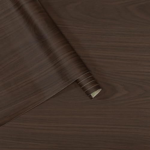 Extra Wide Wood Contact Paper Walnut Vinyl Wrap Dark Wood Grain Wallpaper - color: Brown, size: 48" x 354"