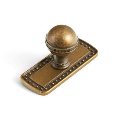 Goo-Ki Cabinet Knobs with Backplate, Antique Brass, 6 Pack - color: Antique Brass, style: Jeweled Crest Style