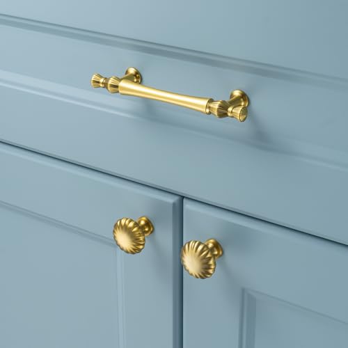 3-3/4 Inch Brushed Gold Cabinet Pulls 10 Pack French Style P2408 - color: Brushed Gold, size: 3-3/4" Hole Centers-10 Pcs