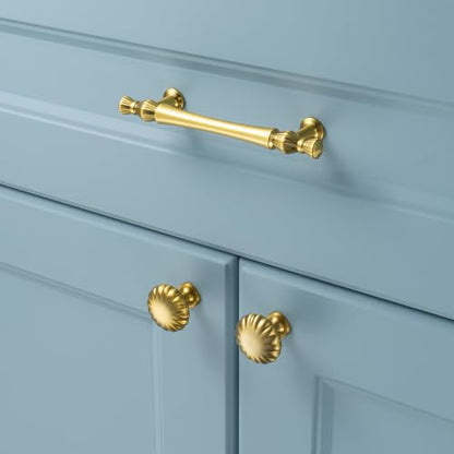 3-3/4 Inch Brushed Gold Cabinet Pulls 10 Pack French Style P2408 - color: Brushed Gold, size: 3-3/4" Hole Centers-10 Pcs