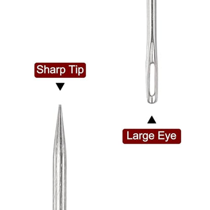 HARFINGTON 10pcs 10 Inch Upholstery Needles Large Eye Stitching Needles Stainless Steel Straight Hand Sewing Needles for Home Hand Sewing Leather Tapestry Embroidery Tufting Webbing Carpet - size: 10 Inch