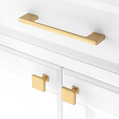 KOOFIZO 10 Pack Brushed Gold Cabinet Knobs, Square Single Hole Pulls K08 - color: Brushed Gold, size: Knob 1 - 10Pcs