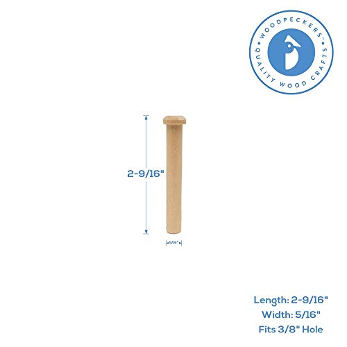 Axle Pegs 2-9/16-inch, Pack of 25 Mini Wooden Pegs for Wood Train Craft, Fits 3/8-inch Hole Wooden Wheels for Crafts, by Woodpeckers - size: 2-9/16 inch