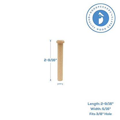 Axle Pegs 2-9/16-inch, Pack of 25 Mini Wooden Pegs for Wood Train Craft, Fits 3/8-inch Hole Wooden Wheels for Crafts, by Woodpeckers - size: 2-9/16 inch