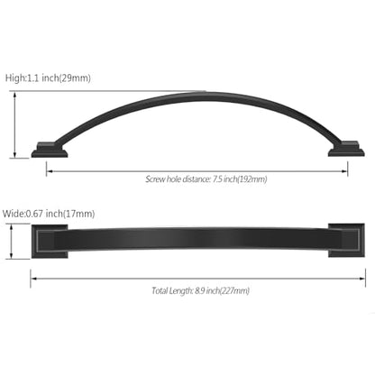 Amerdeco 10 Pack Matte Black Cabinet Pulls 7.5" - color: Matte Black, size: 7.5" hole center