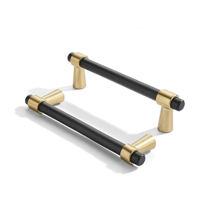 khtumeware 3 inch 5 Pack Matte Black/Brushed Brass Cabinet pulls Zinc Alloy, Kitchen Cabinet Handles, Wardrobe Drawer Handles - Suitable for Bathroom cabinets, Bedroom Furniture - color: Matte Black/Brushed Brass, size: 3 Inch