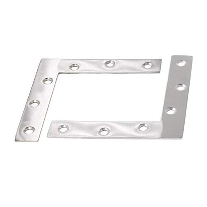 4 Pack Stainless Steel L Shape Flat Corner Bracket Plate - Repair Mending for Wood, Metal Fixing, Joining Support Brace for Shelves, Furniture and Cabinet (120x120mm) - size: 120 x 120 mm