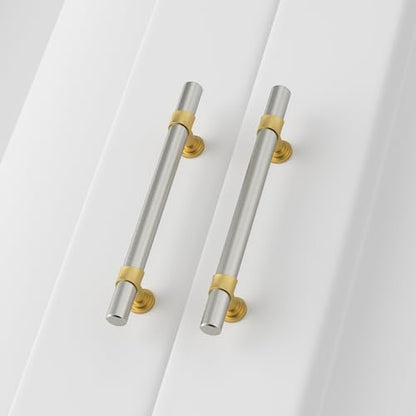 homdiy 10 Pack 5 Inch Hole Center Brushed Nickel and Gold Cabinet Pulls - color: Brushed Nickel & Matte Gold, size: 5 in Hole Centers