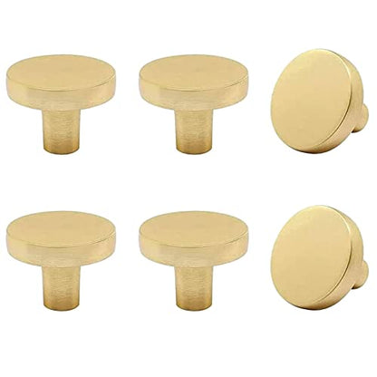 6 Pack Brushed Brass Cabinet Knobs, Gold Drawer Knobs Round Knob for Dresser Drawers, Single Hole Cabinet Door Knob Dresser Drawer Pulls Handles - color: Gold