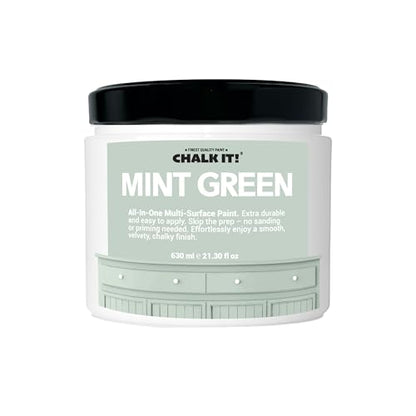 CHALK IT! All-in-One Multi-Surface Chalk Paint for Furniture & Cabinets No Sanding, No Primer, Built-In Top Coat Water-Based, Low-Odor, Fast-Drying, Matte Finish (Mint Green) - color: Mint Green