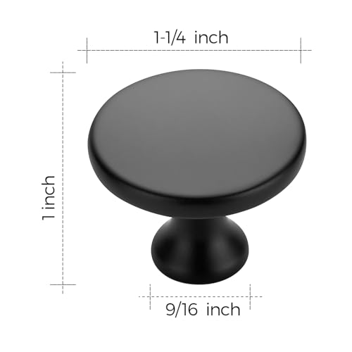 Ravinte Matte Black Round Kitchen Cabinet Knobs Pulls 1-1/4 Inch 30 Pack - color: Matte Black