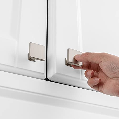 KOOFIZO 10 Pack Brushed Nickel Cabinet Knobs, Square Single Hole Pulls K08 - color: Brushed Nickel, size: Knob 1 - 10Pcs