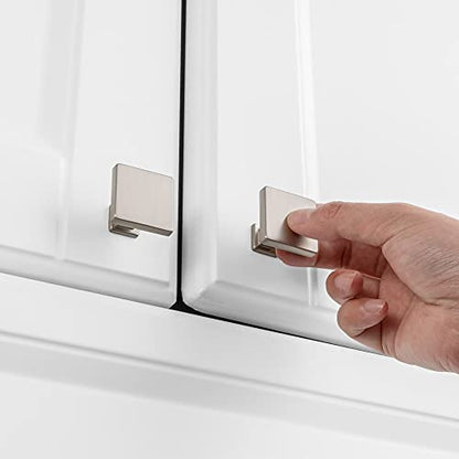 KOOFIZO 10 Pack Brushed Nickel Cabinet Knobs, Square Single Hole Pulls K08 - color: Brushed Nickel, size: Knob 1 - 10Pcs