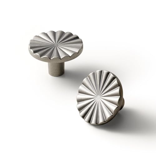 Goo-Ki 1.5''(38mm) Dia Antique Silver Cabinet Knob, Big Zinc Alloy Drawer Knobs with Round Flower Design,Retro Style,6 Pack - color: Antique Silver, size: 1.5'' Dia Single Hole Knob
