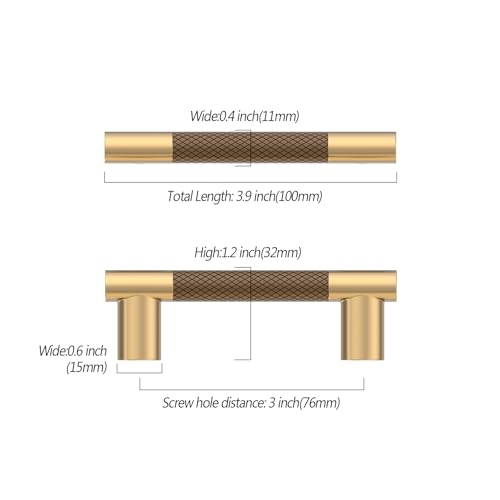 Asidrama 10 Pack 3 Inch(76mm) Knurled Brown and Champagne Bronze Kitchen Cabinet Handles,Cabinet Pulls Kitchen Cabinet Hardware Cupboard Handles Drawer Handles Dresser Pulls 4496A - color: Brown-Champagne, size: 3" Hole Center(76mm)
