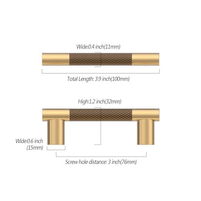 Asidrama 10 Pack 3 Inch(76mm) Knurled Brown and Champagne Bronze Kitchen Cabinet Handles,Cabinet Pulls Kitchen Cabinet Hardware Cupboard Handles Drawer Handles Dresser Pulls 4496A - color: Brown-Champagne, size: 3" Hole Center(76mm)