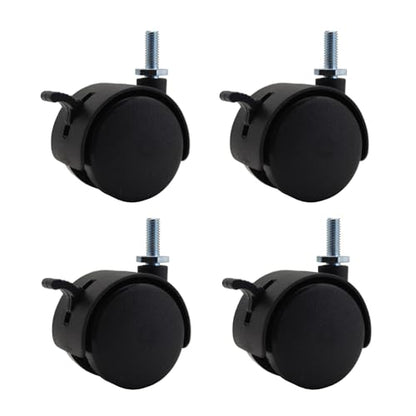 4pcs 1.5 Inch M6 Threaded Stem Swivel Caster Wheels Universal 360 Degrees Rotatable Caster Replacement with Locking Brake for Rolling Small Furniture Desk Cabinet Shelf, Load Capacity 66Lb