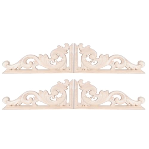 4Pcs Vintage Wood Carving Corner Applique, European Style Trim Decorative for Furniture Cabinet Door Corner 13x7cm