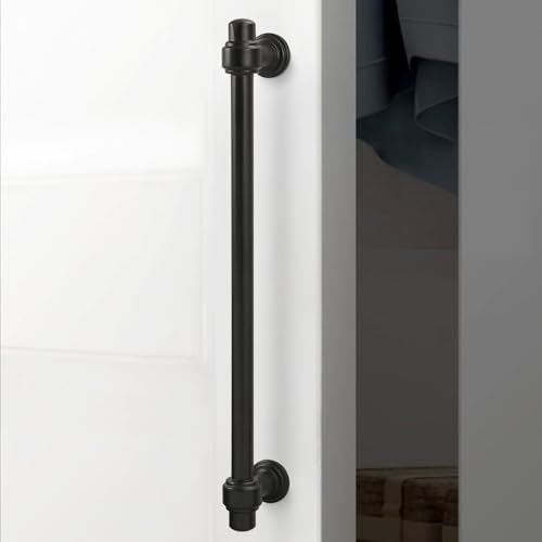 10 Pack 12-3/5 Inch(320mm) Kitchen Cabinet Handles Matte Black Cabinet Pulls Zinc Alloy Drawer Pulls Solid Kitchen Hardware - color: Matte Black, size: 12-3/5'' Hole Center(320mm)