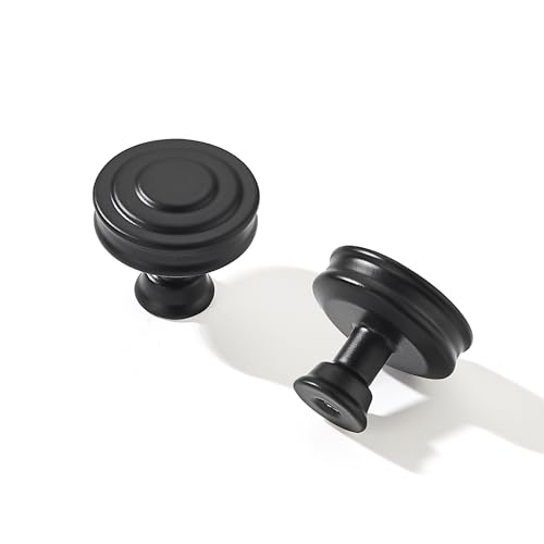 khtumeware 10 Pack 1-1/4 Inch(32mm) Matte Black Round Cabinet Knobs Heavy Duty Soild Cabinet Knobs Kitchen Cabinet Hardware for Cupboard Drawer Handles - color: Matte Black, size: 1-1/4"(32mm)Diameter