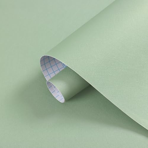 Dimoon 17.3''x78.7''Peel and Stick Wallpaper Light Green Contact Paper for New Environmentally Friendly Materials Thickening Upgrade Embossed Renter Friendly Wall Paper Vinyl Countertop Bedroom - color: Light Green, size: 17.7" x 78.7"