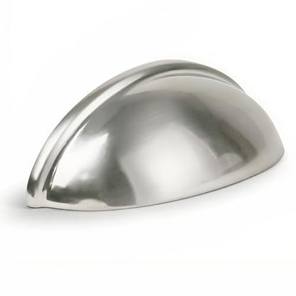 HOMOTEK 10 Pack 3 Inch Hole Centers Shiny Bright Brushed Satin Nickel Drawer Bin Cup Pulls Dresser Pulls for Cabinets,Furniture Handles,Kitchen Cabinet Hardware - color: Bright Brushed Nickel, size: 10 Pack