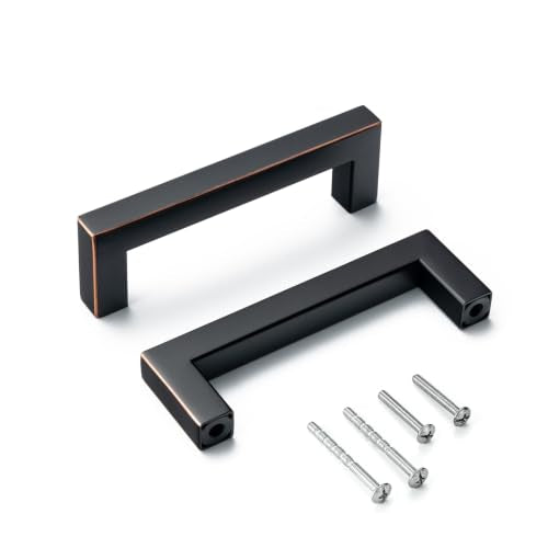 3-3/4 Inch Oil Rubbed Bronze Square Cabinet Pulls, 20 Pack - color: Oil Rubbed Bronze, size: 3.75 inch hole centers