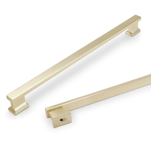 COTYKILEY 10 Pack 10 Inch(256mm) Brushed Brass Cabinet Handles Gold Kitchen Cabinet Pulls Cabinet Door Handles Kitchen Cabinet Hardware - color: Brushed Brass, size: 10" Hole Center（256MM）