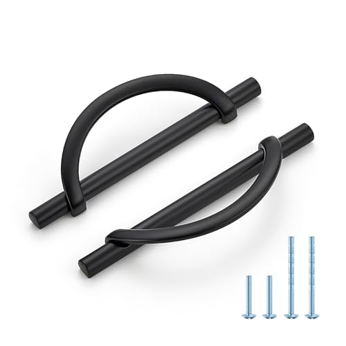 HOME EDIT Matte Black Cabinet Pulls Curved, 5 Inch/128 mm, 10 Pack - color: Matte Black, size: 5 Inch Hole Center