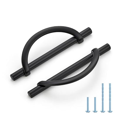 HOME EDIT Matte Black Cabinet Pulls Curved, 5 Inch/128 mm, 10 Pack - color: Matte Black, size: 5 Inch Hole Center