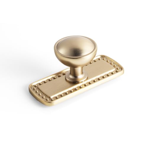 6Pack Champagne Bronze Cabinet Knobs with Backplate Drawer knobs - color: Champagne Bronze, style: Beadedge