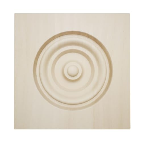 3 1/2"W x 3 1/2"H x 7/8"P Americraft Solid Hardwood Stain Grade Bullseye Rosette with Squared Edge, Poplar - color: Poplar, size: 3.5-in. W x 3.5-in. H