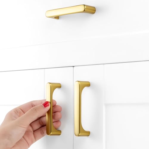 3 Inch Brushed Gold Cabinet Pulls Kitchen Handles 10 Pack 3126 - color: Brushed Gold, size: 3 In Hole Distance