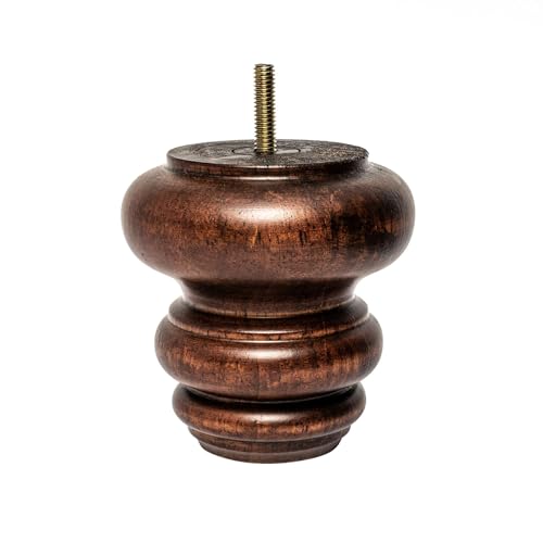 OUTWATER 4 in. H x 4 in. Dia Stained Cherry Solid Hardwood Bun Foot Leg for Furniture 4 Pack with 4 Free Insert Nuts and Drill Bit - color: Cherry