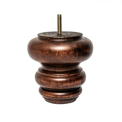 OUTWATER 4 in. H x 4 in. Dia Stained Cherry Solid Hardwood Bun Foot Leg for Furniture 4 Pack with 4 Free Insert Nuts and Drill Bit - color: Cherry