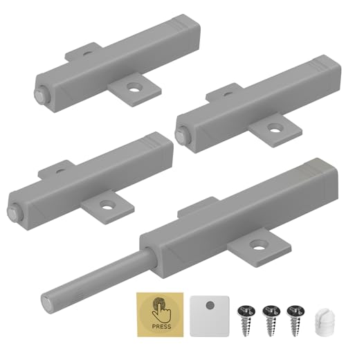 Jiayi Magnetic Push Latch, Heavy Duty Push to Open Cabinet Hardware, Strong Spring Touch Latch Push Close Door Opener for Large Drawer RV Closet, Push Magnet Release Latch Screw On (Gray, 4 Pack) - size: 4 Pack