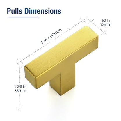 JOY DECOR Gold Cabinet Handles Square Cabinet Pulls, Single Hole, 10 Pack - size: Single Hole