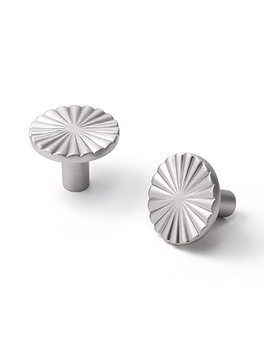 10 Pack Brushed Nickel Cabinet Knobs Satin Nickel Flat Drawer Pulls Kitchen Cupboard Bathroom Dresser Cabinet Hardware Handles Zinc Alloy - color: Brushed Nickel, size: Knob