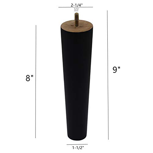 WEICHUAN 8 Inch Wood Replacement Sofa Chair Couch Furniture Legs Set of 4 - color: Black Set of 4, size: 8"