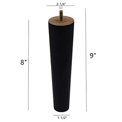 WEICHUAN 8 Inch Wood Replacement Sofa Chair Couch Furniture Legs Set of 4 - color: Black Set of 4, size: 8"