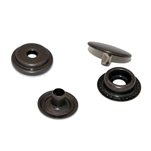 72pcs 15MM Stainless Steel Fastener Snap Press Stud Button for Marine Boat Canvas with Punching Set Tool Kit Gunmetal Black (4 Components, 18pcs for Each) - color: Gunmetal Black