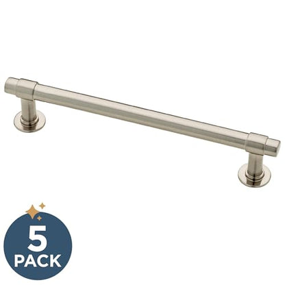 Franklin Brass Francisco (5-Pack) Cabinet Handles 5-1/16" Hole Center Pulls | Satin Nickel Hardware Kitchen Door, Drawers, Dressers, Furniture P29618Z-SNA-B - color: Satin Nickel Antimicrobial, size: 5-1/16" (128mm)