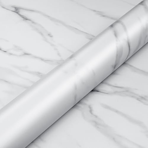 ICOOP White Grey Countertop Contact Paper Marble Contact Paper 15.8"×120" - color: White and Grey, size: 15.8" x 120"