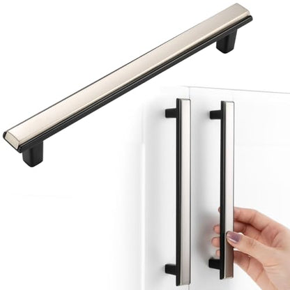 Nickel and Black Cabinet Pulls Drawer Handle 6-1/4 Inch 5 Pack 2281 - color: Brushed Nickel & Matte Black, size: 6-1/4 In Hole Distance, style: 5 Pack