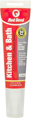 Red Devil 0885 Kitchen & Bath Low Odor Silicone Sealant, 2.8 Oz Squeeze Tube, Clear, Pack of 12 - color: Clear, size: 2.8 oz., style: 12 - Pack