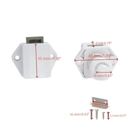 Push Button Latch Cupboard,5200-W 5Set White